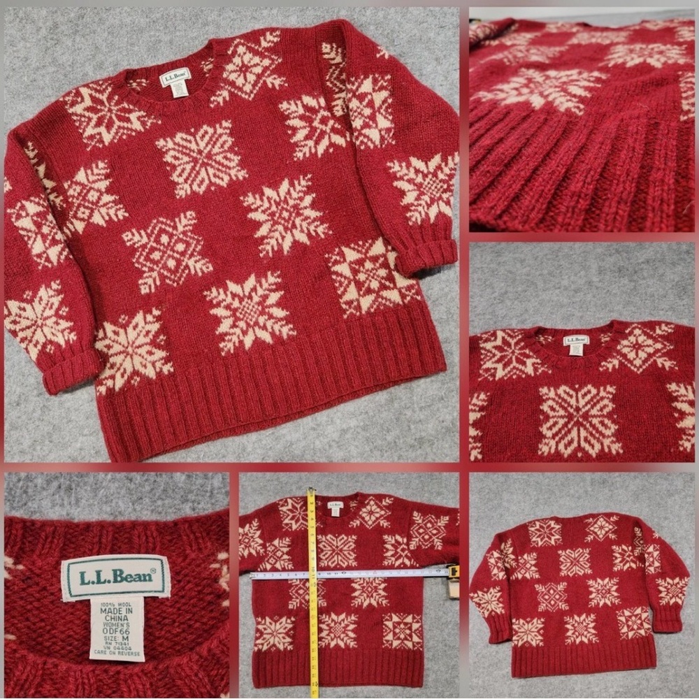 Vintage L.L. Bean Women’s Medium 100% Wool Thick Nordic Fair Isle Sweater